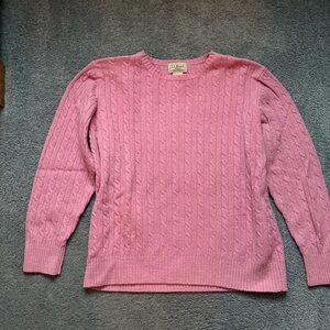 L.L. Bean Women's Pink Cable Knit Sweater Size Large